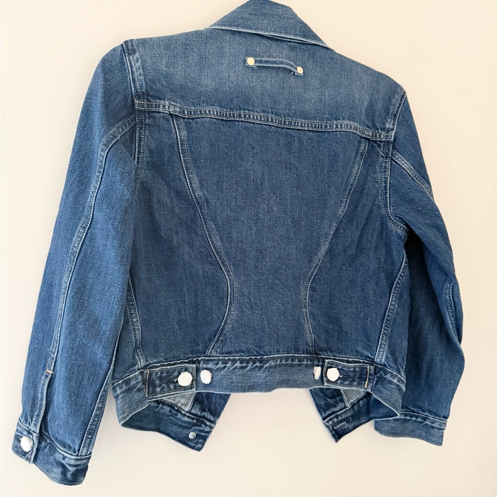 cult gaia Indigo Cropped Asymmetric Denim Jacket - Picture 6 of 7
